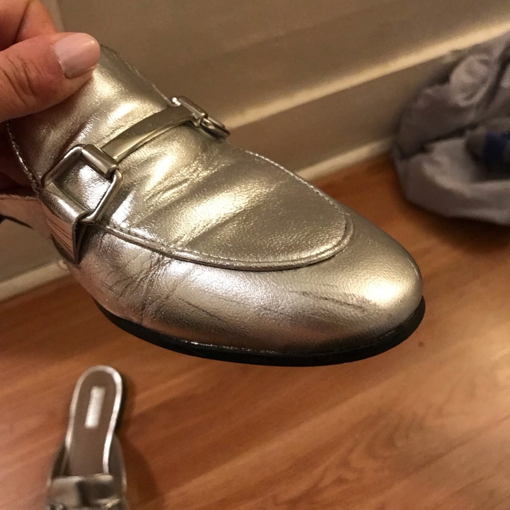 Topshop silver metallic slip on loafers - Picture 5 of 5